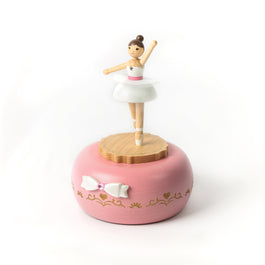 wooden music box with ballet girl in the middle