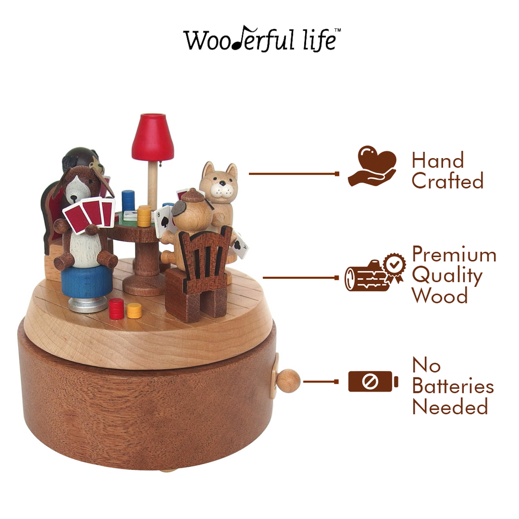 Wooderful life ウッドミュージックボックス Poker Night Wooden Music Box | Wooderful Life | ShopMusicBox.com